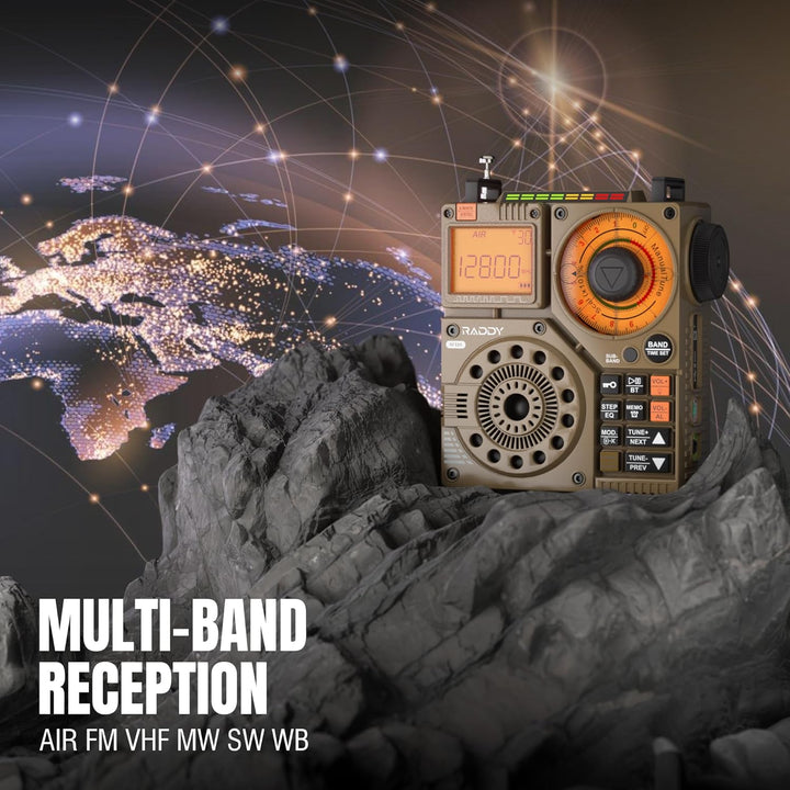 Raddy RF320 Kurzwellenradio mit App-Steuerung, FM/AM/VHF/SW/AIR-Empfänger unterstützt Bt/TF-Karte, w