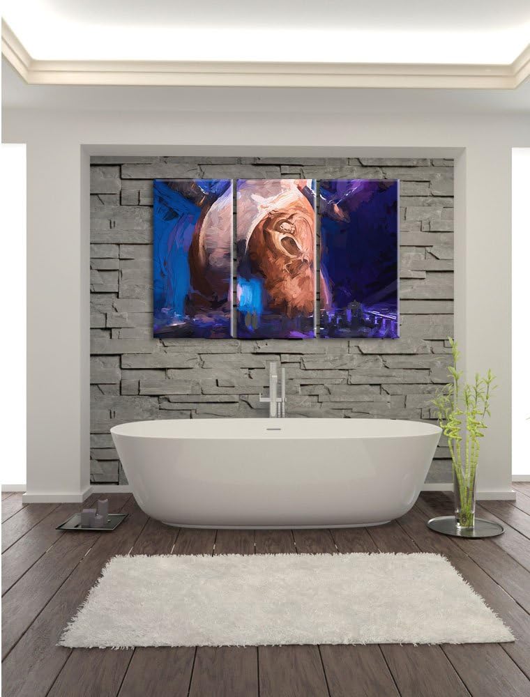 Pixxprint Sexy Frau am Plattenpult Pinsel Effekt 3-Teiler Leinwandbild 120x80 Bild auf Leinwand, rie