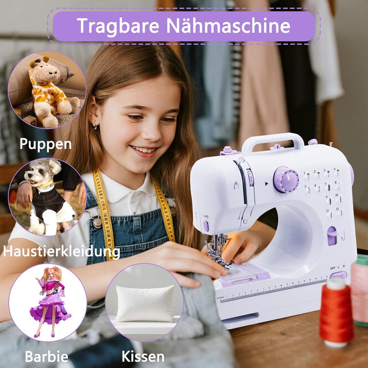 Nähmaschine für Anfänger, 12 Stichprogrammen Kinder Handnähmaschine, Kleine Sewing Machine Tragbare
