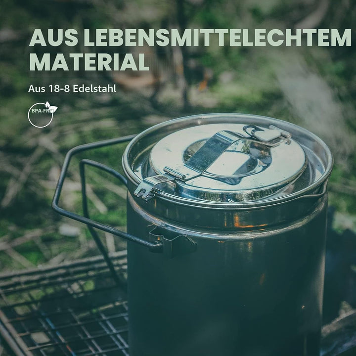 Fire-Maple Campingtopf Edelstahl Camping-Hängetasse mit Dampfkorb 1,2 l Lagerfeuer-Kaffeetasse mit F