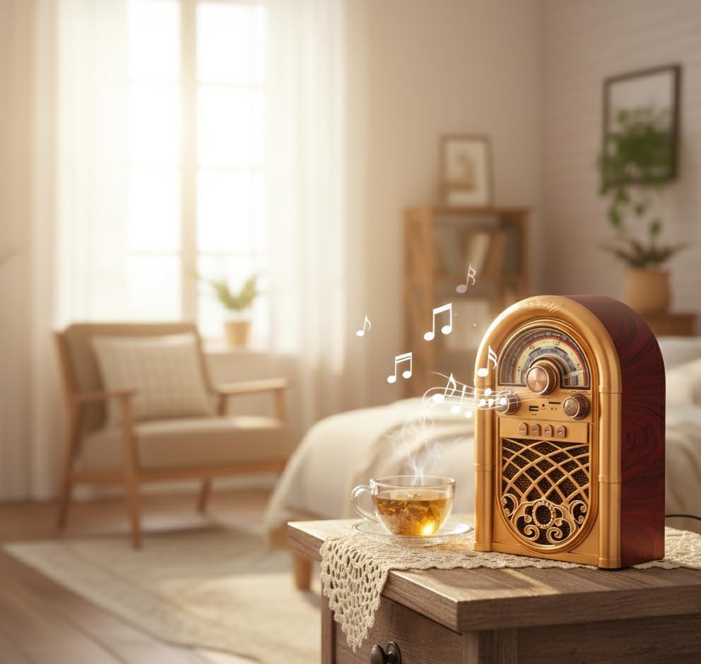 Retropolis New Orleans – Retro Radio mit Bluetooth 5.0, Tragbares Radio FM/AM/SW, 1200mAh Akku, USB/