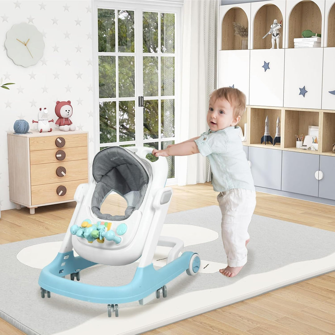 Lauflernhilfe 4 in 1, Drehspiess mit Tablett für musikalische Aktivitäten, für Babys, mit interaktiv