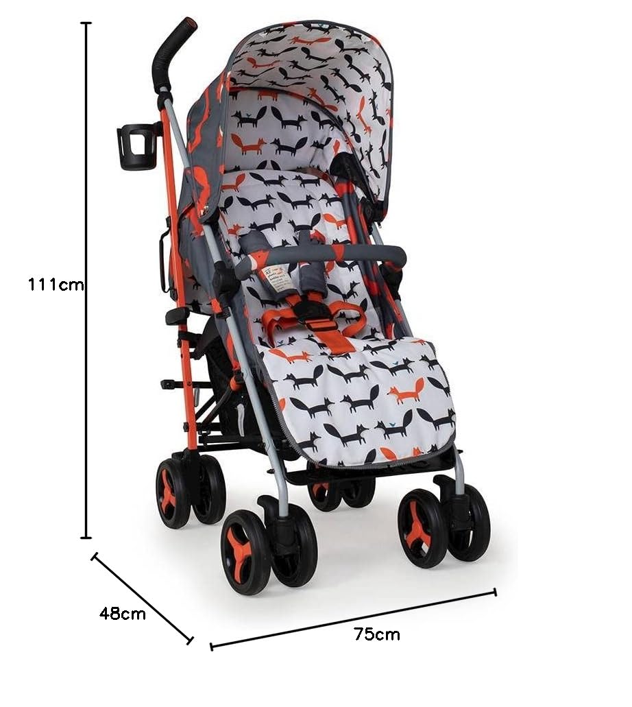 Cosatto Supa 3 Buggy mit Fusssack leicht faltbar (Charcoal Mister Fox) | Mit UPF100+ Verdeck, Regens