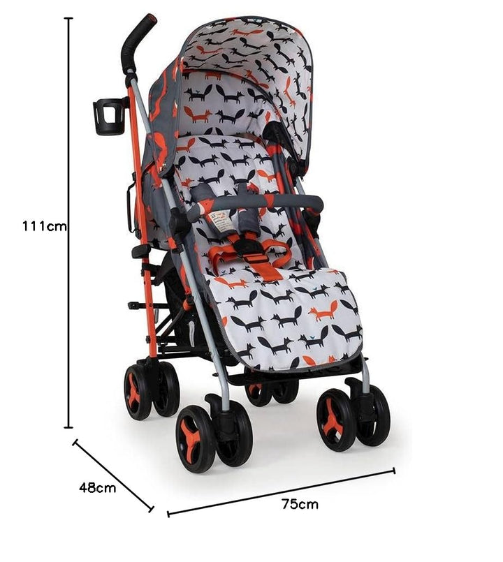 Cosatto Supa 3 Buggy mit Fusssack leicht faltbar (Charcoal Mister Fox) | Mit UPF100+ Verdeck, Regens