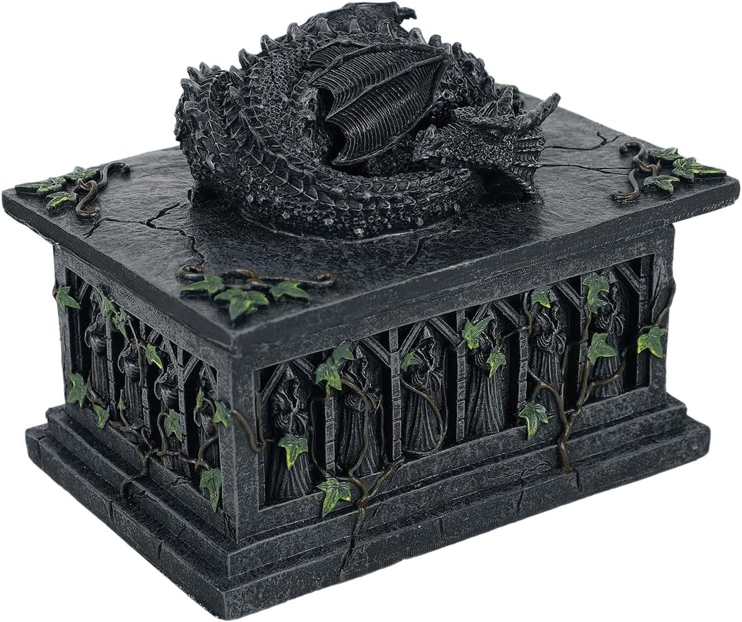 Nemesis Now NOW102 Drachen-Tarotbox, Kunstharz, 18 cm, Schwarz 18 cm Schwarz, 18 cm Schwarz