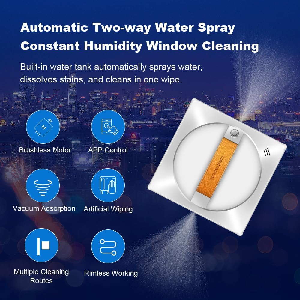 LIECTROUX Fensterwischroboter YW710, 2-Wege-Wassersprüher, bürstenloser Motor, App-Steuerung für Gla
