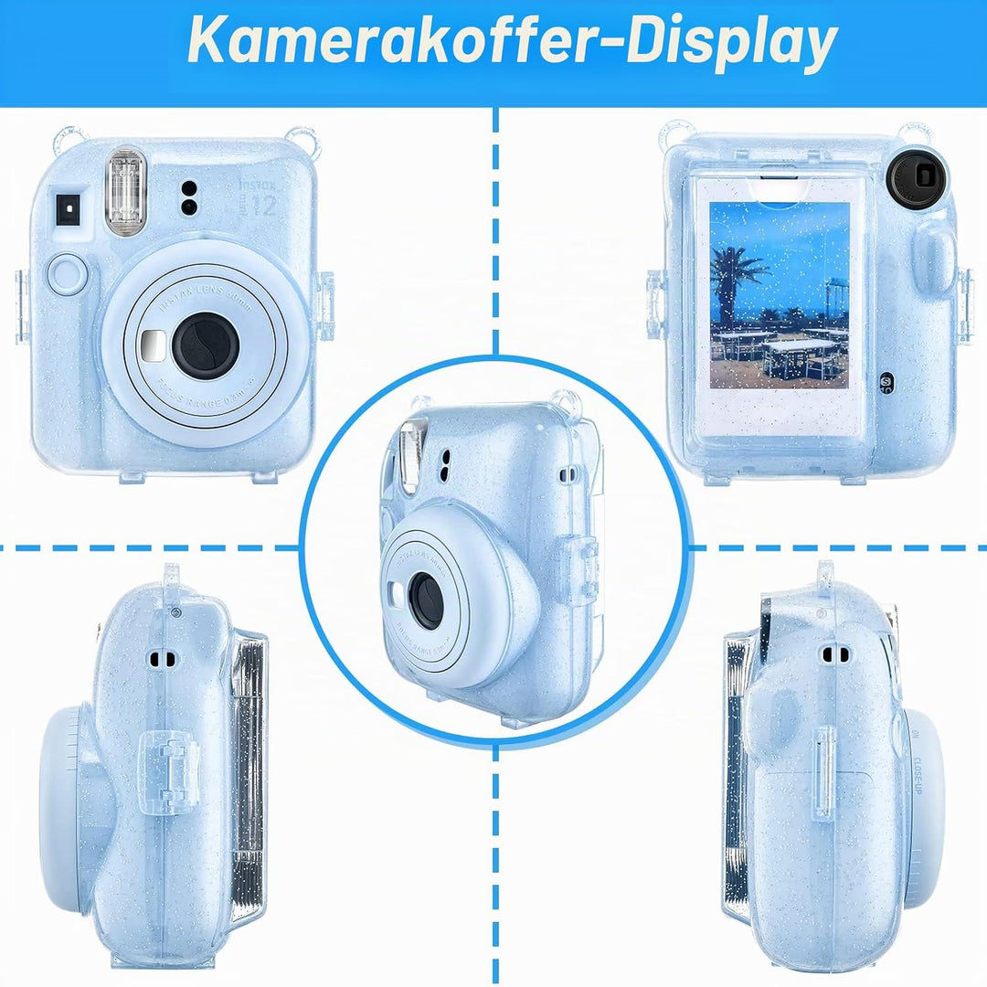 Glitter Kamera Tasche mit Film Tasche Kompatibel mit Fujifilm Instax Mini 12, für Instax Mini 12 Gli
