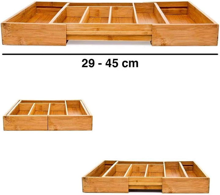 BAKAJI Besteckkasten Schublade 33.5 x 29 x 5 cm Bamboo Naturale, 33.5 x 29 x 5 cm Bamboo Naturale