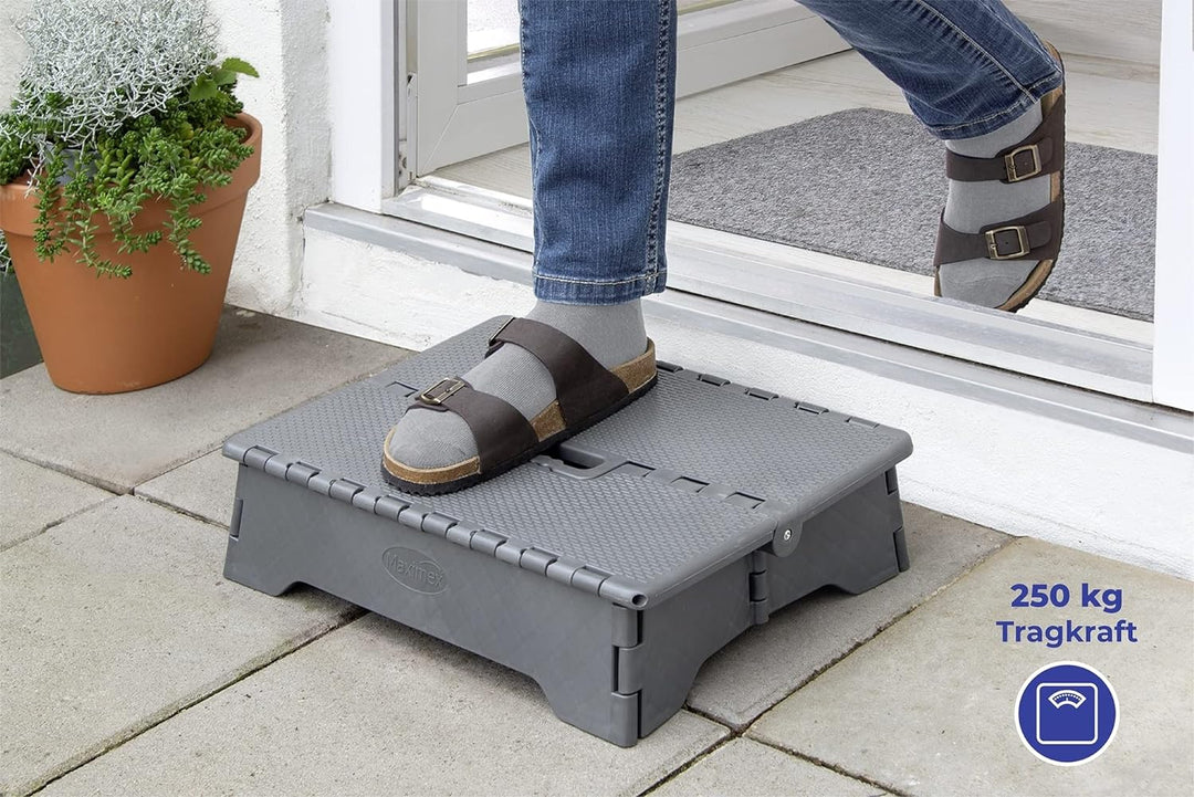Maximex Klapp-Trittstufe Secura - Hochbelastbare Tritthocker bis 250 kg, Polypropylen, 40 x 10 x 28