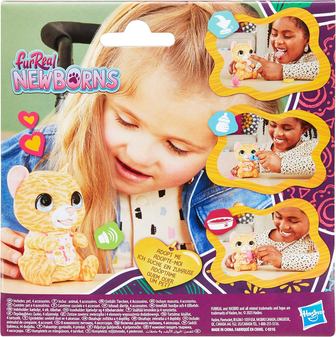 Hasbro furReal Newborns Kätzchen, Animatronik Plüschspielzeug mit Soundeffekten, interaktives Tierch