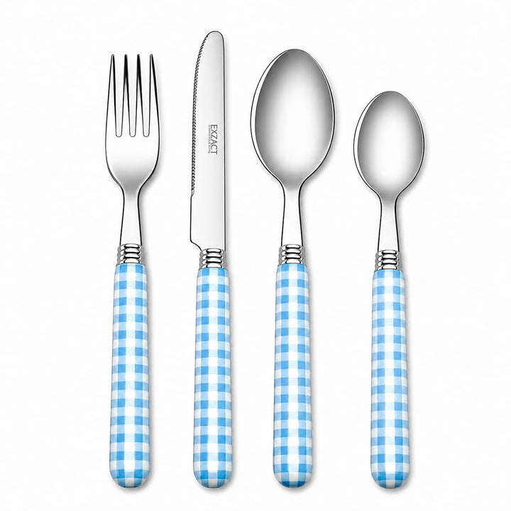 EXZACT Color Edelstahl-Besteck Set 24 Stück - 6 x Tafelgabeln, 6 x Tafelmesser, 6 x Abendessen Löffe