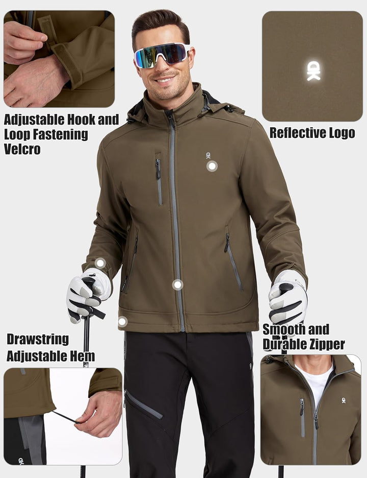 Little Donkey Andy Softshelljacke für Herren mit abnehmbarer Kapuze, Fleecefutter und Wasserabweisen