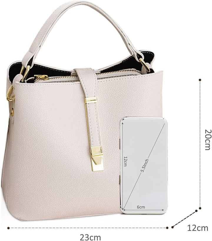 NICOLE & DORIS Leder Handtasche Damen Designer Frauen Umhängetasche mit Kartenfächer Shopper Klein T