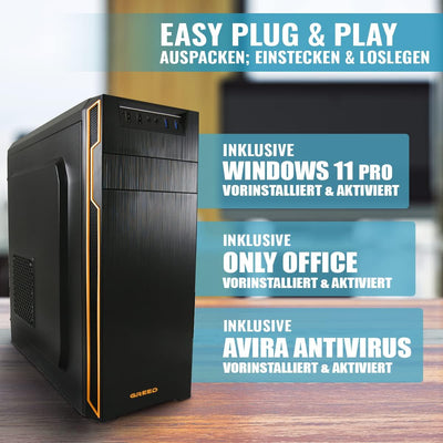 GREED® Basic PC mit Intel Core i5 4590 - Schneller Rechner + Computer für Büro & Home Office mit 3,7