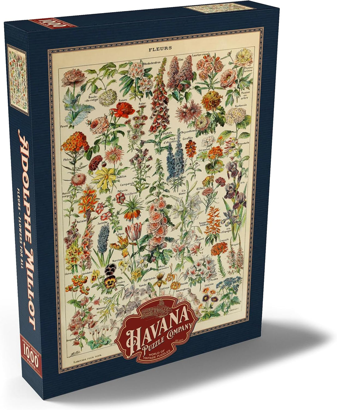 Fleurs - Blumen für Alle, Vintage Art Poster, Adolphe Millot - Premium 1000 Teile Puzzle - MyPuzzle