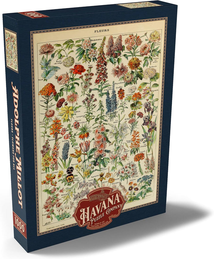 Fleurs - Blumen für Alle, Vintage Art Poster, Adolphe Millot - Premium 1000 Teile Puzzle - MyPuzzle