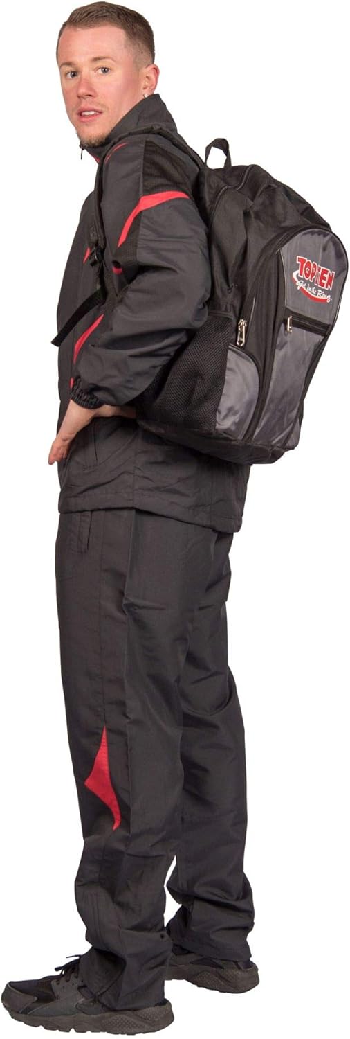 TOP TEN Fitnessanzug „Premium Quality“ mit schwarzer Hose M Schwarz - Rot, M Schwarz - Rot