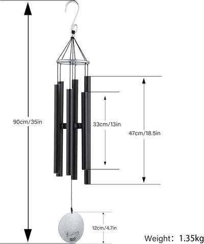 OSVINO Klangspiele Windspiele Aluminium mit Klang Gesamtlänge 90cm gross für drinnen draussen Balkon