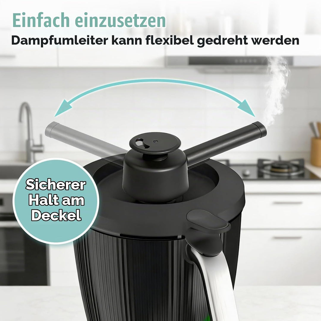 Dampfumleiter kompatibel mit Thermomix TM7, Zubehör mit Sicherheitsgriff, Dampfumlenk Aufsatz zur Sc