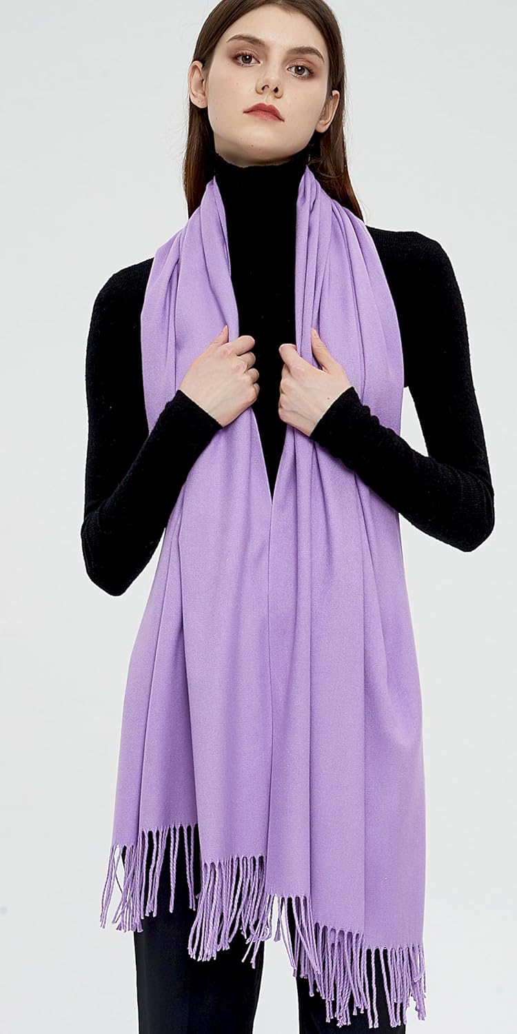 Pashmina Schals und Wraps Schals für Damen Hochzeit Party Winter Warme Lange Solid Color Hellviolett