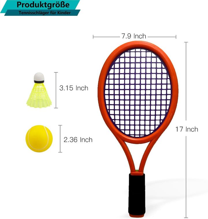 Kinder Tennisschläger mit Tragetasche,4 weiche Trainingsbälle und 6 Badminton Birdies,Tennisschläger