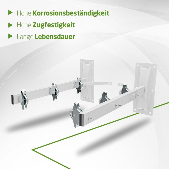 AMIG - Seitlicher Wäscheständer Modell 3 aus Edelstahl, Finish in Weiss, mit sechs Spulen und DREI S