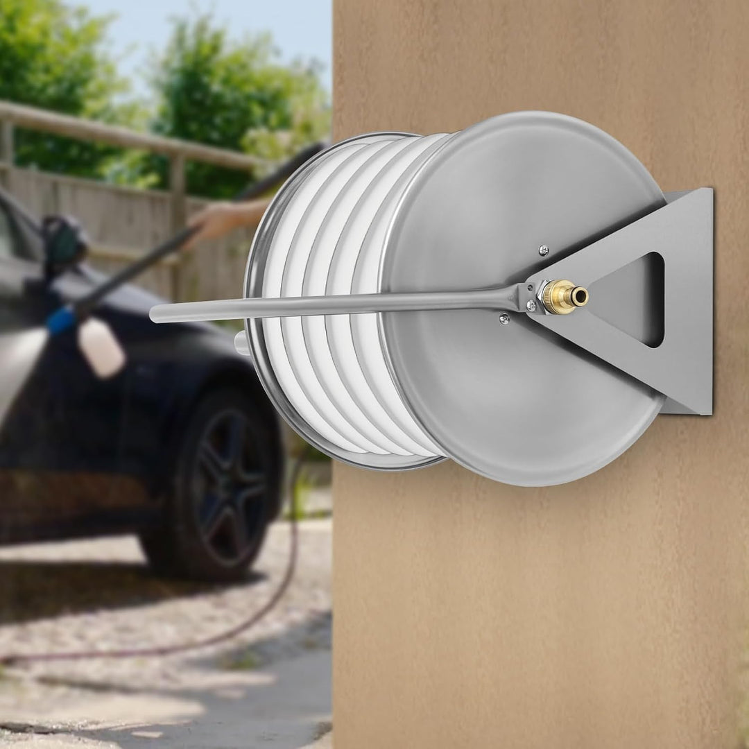 Schlauchtrommel Edelstahl Schlauchaufroller Leer Gartenschlauchaufroller StäNder Aus Edelstahl, bis