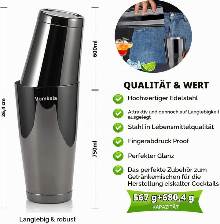 Cocktail Shaker Set,Boston Cocktail Shaker mit Ständer,25pcs Bar Zubehör Barkeeper Cocktail Mixer Zu