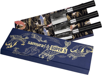 SAMURA Super 5 Professional Japanisches Küchenset mit DREI Messern