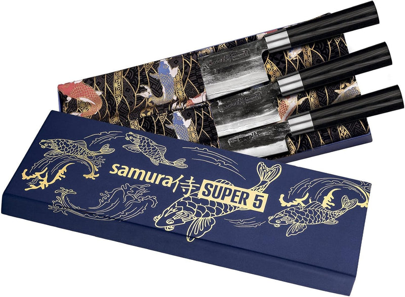 SAMURA Super 5 Professional Japanisches Küchenset mit DREI Messern