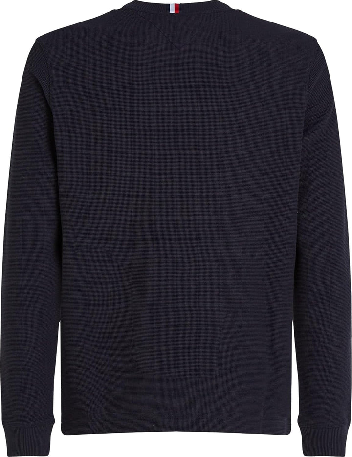 Tommy Hilfiger Herren Langarmshirt Textured Tee Basic, Blau (Desert Sky)