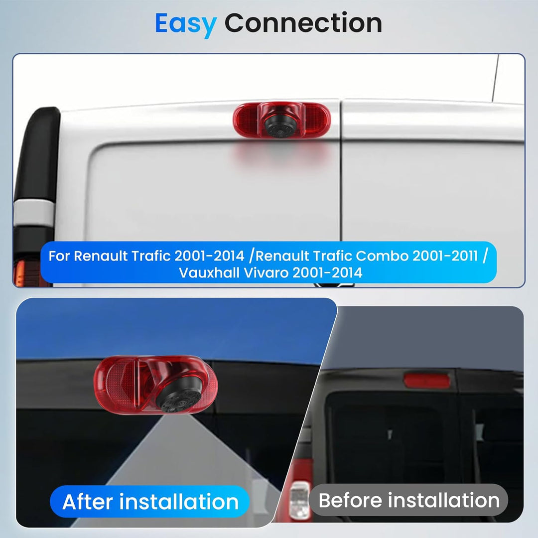 Hodozzy Hochmontierte Bremslicht Rückfahrkamera für Renault Trafic/Opel Combo/Opel Vivaro 2001-2014