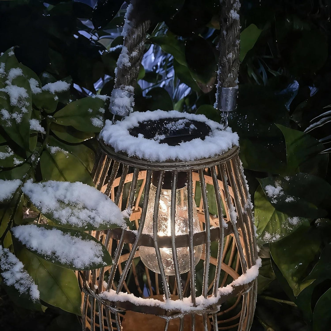 Pearlstar Rattan Solarleuchte, Hängend Solar Laterne für aussen Gartendeko Wasserdicht für Aussen Ve