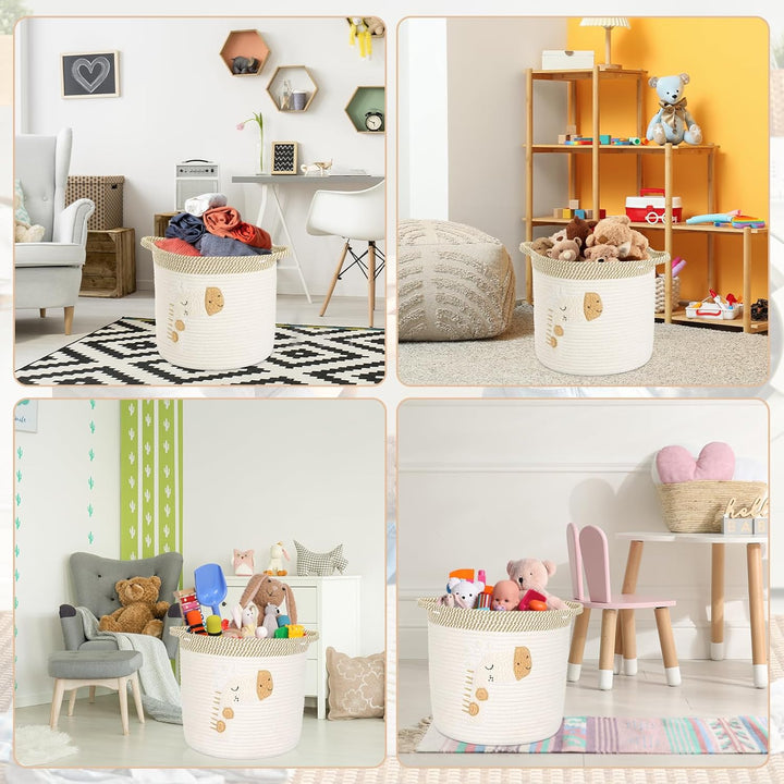 Aufbewahrungskorb Kinder aus Baumwolle, Kinderzimmer Aufbewahrung Körbe mit Griff für Spielzeug und