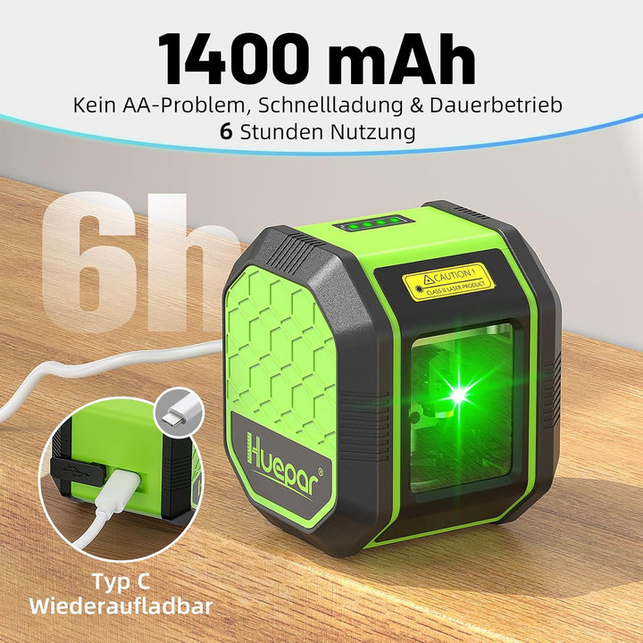 Huepar Lasernivellier mit Grünen Kreuzlinien, Selbstnivellierende vertikale und horizontale Linie La