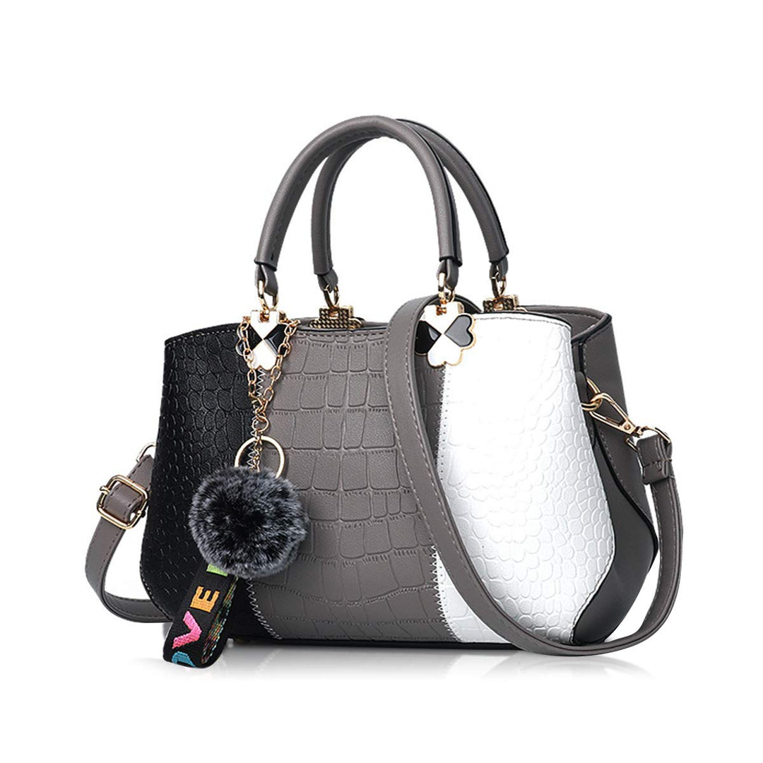 NICOLE & DORIS 2024 Neue Frauen Tasche Damen Leder Handtasche Mode Umhängetasche Mit Pompon abnehmba