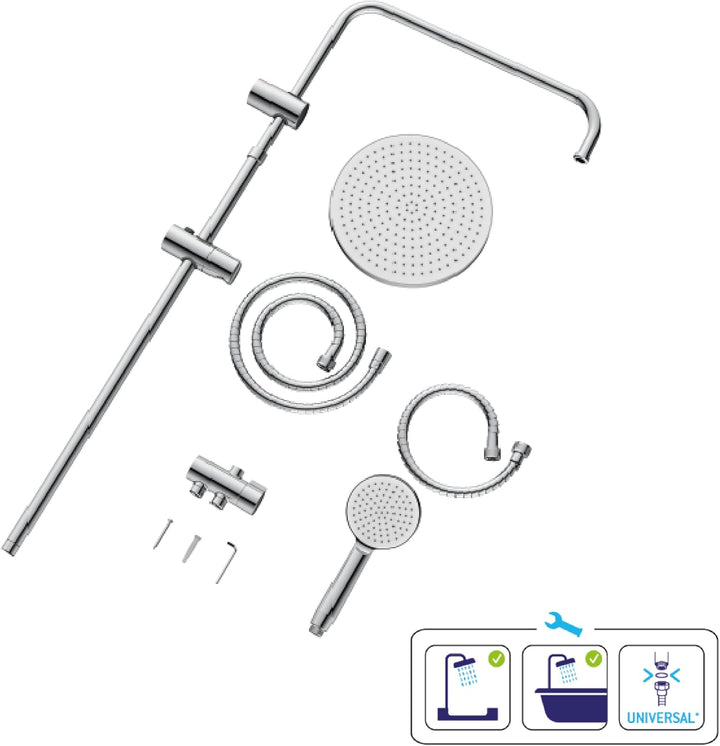 SENSEA - Essential - Duschsstange mit Regendusche und Handbrause - Höhenverstellbar - Duschsset ohne