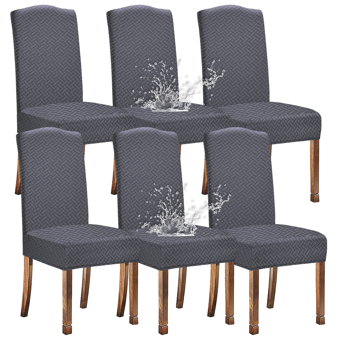 KELUINA Stretch wasserdichte Jacquard mit langem Gitter Esszimmer Stuhlhussen Home Decor, Stuhlhusse
