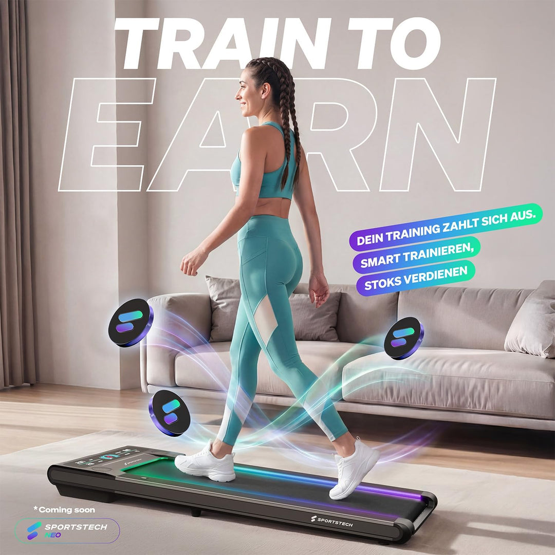 Sportstech Laufband für Zuhause, Walking Pad, 1-8km/h, Under Desk Treadmill, 11,5% Steigung, Ultra-l