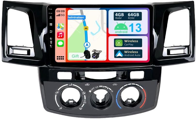 YUNTX [4GB+64GB] Android 12 Autoradio für Toyota Fortuner Hilux 2005-2007-2 Din-[Integriertes Wirele