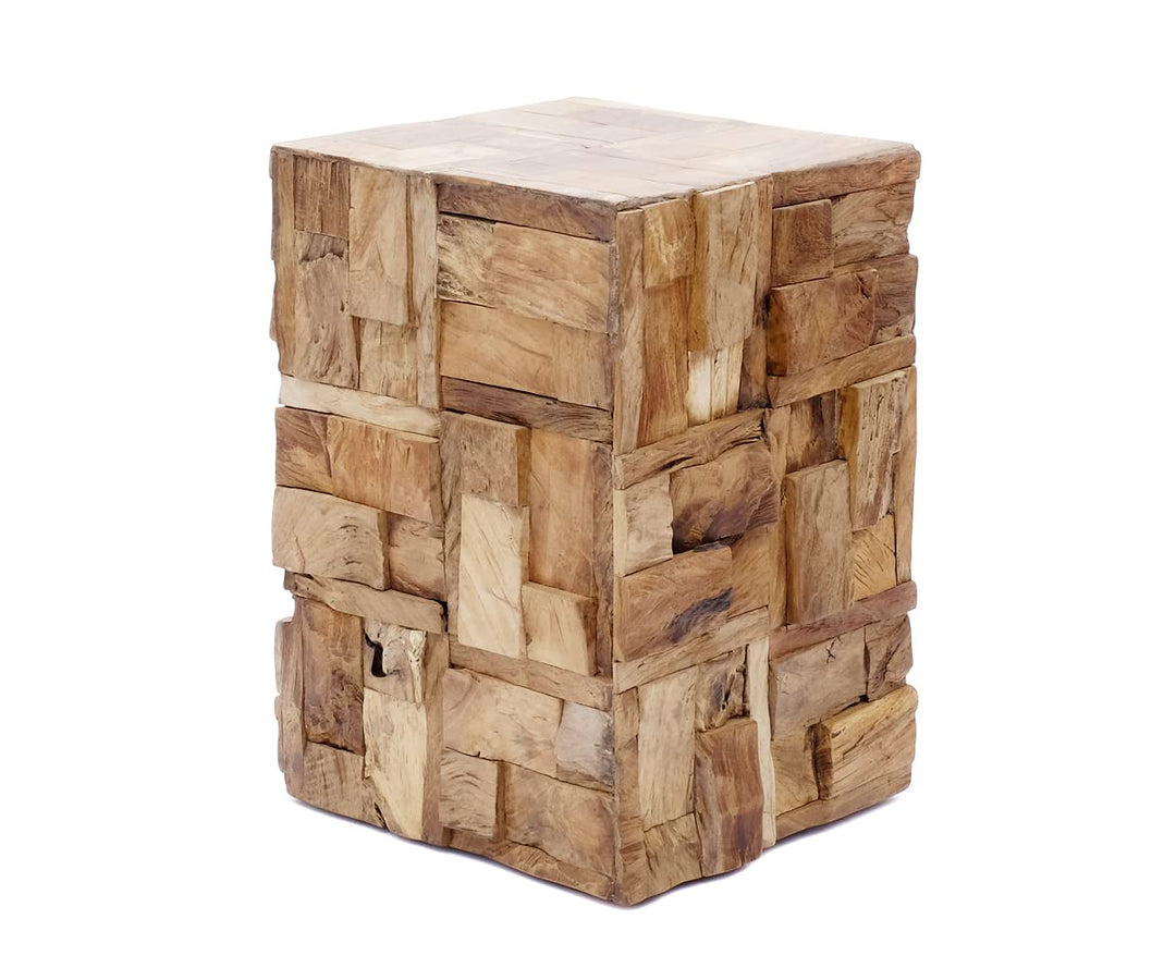 Brillibrum Design | Teakholz Beistelltisch | Treibholzhocker Teakholz | Handmade | Teak Hocker Mosai