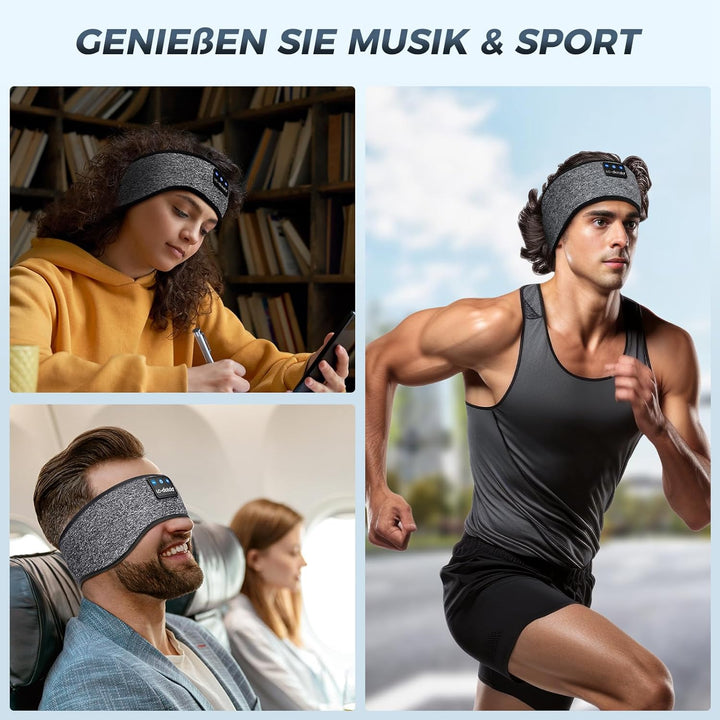 LC-dolida Schlafkopfhörer Bluetooth 5.4, Schlaf Stirnband Kopfhörer Headband Schlafmaske, Sportskopf