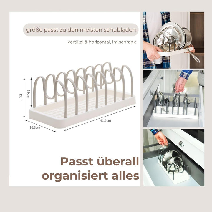 Clove Topfdeckel Organizer Schublade Topfdeckelhalter Deckelhalter Küche für Schubladen Verstellbare