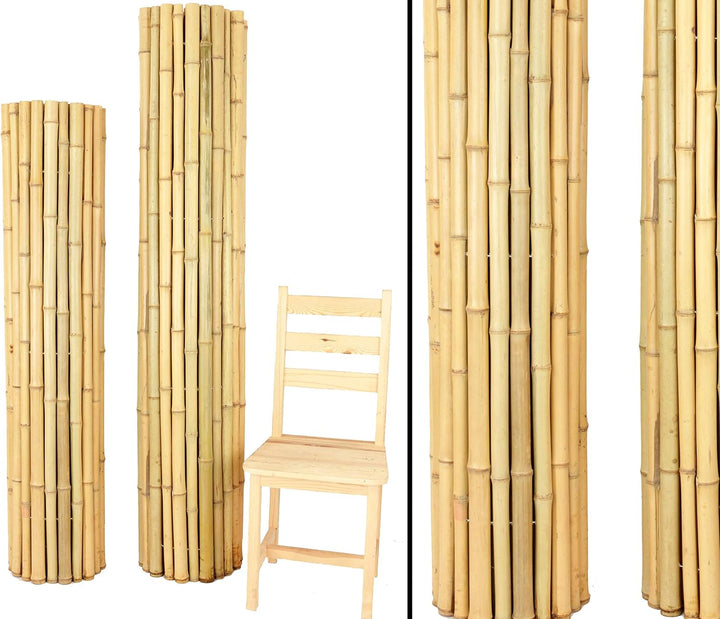 Bambus Rollzaun "Bali Big" 180 x 200cm aus dicken Bambusrohren mit 3,5-5cm Durchmesser - Bambusmatte