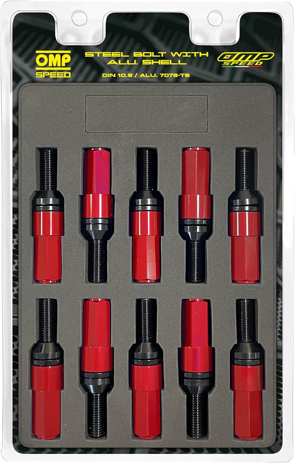 OMP SPEED - Set Performance-Schrauben mit Aluminiumschutz, M14X1.25, HEX: 17-19, L: 28 mm, Farbe: ro
