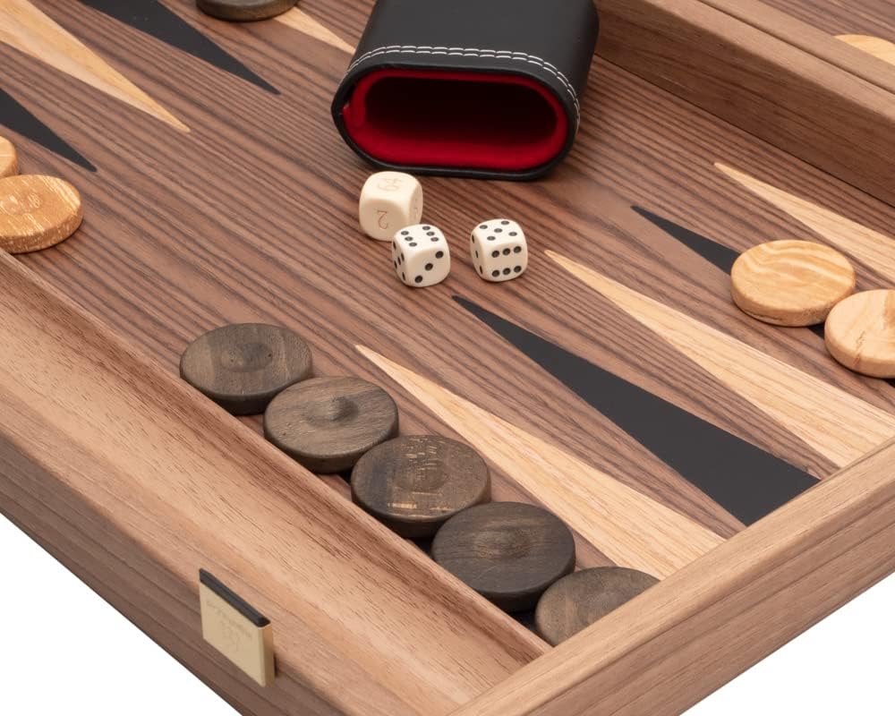 Backgammon-Set - Turnierbrett aus Walnuss- und Ahornholz - Premium Edition