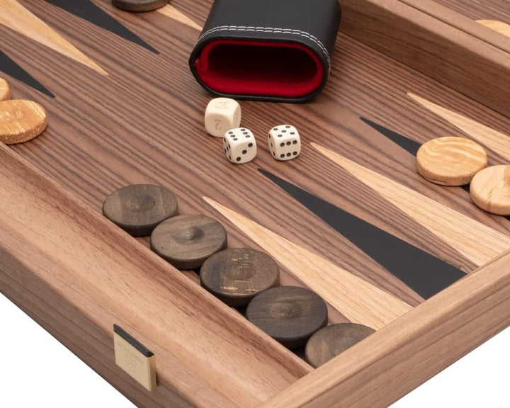 Backgammon-Set - Turnierbrett aus Walnuss- und Ahornholz - Premium Edition