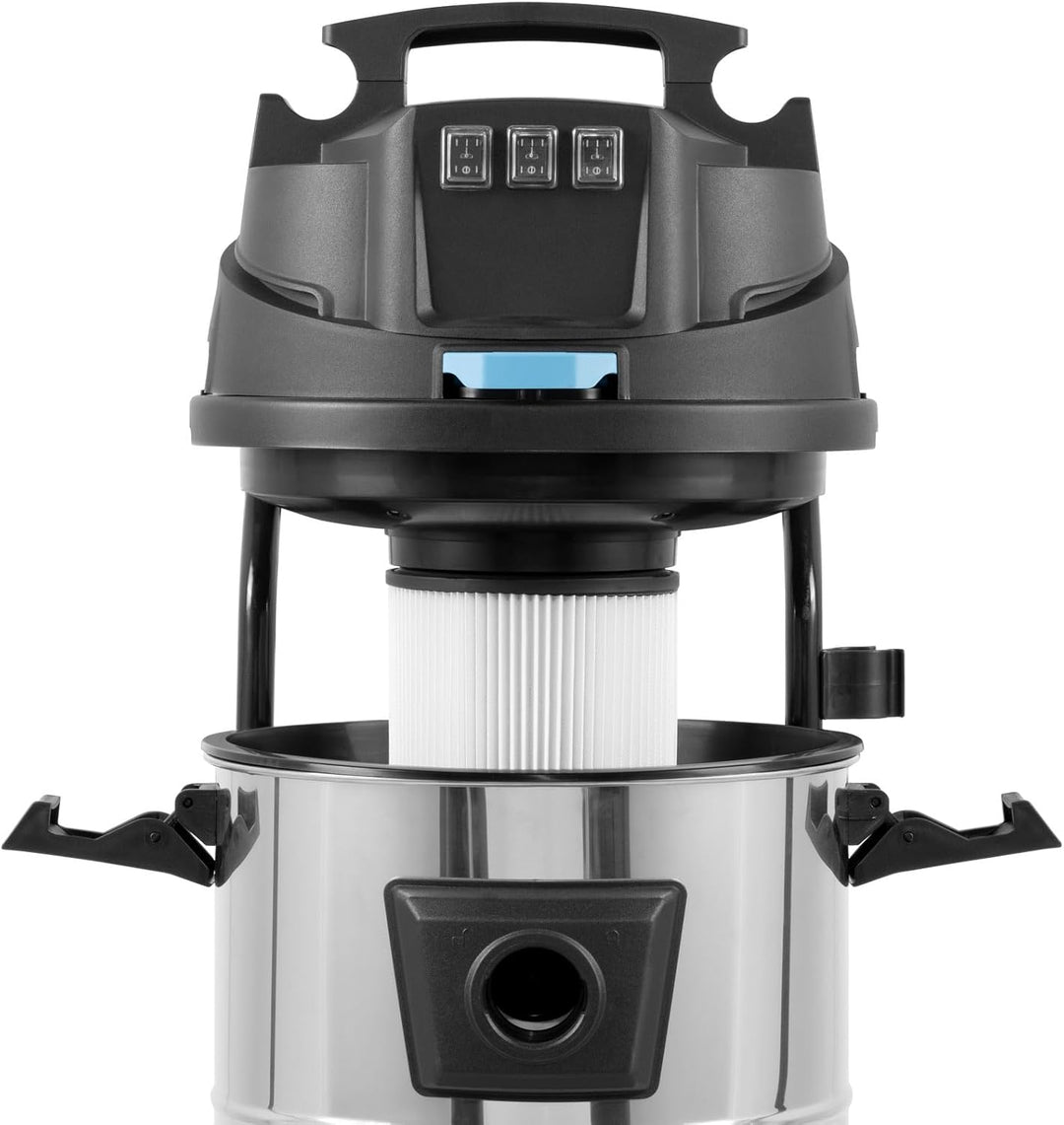 BAUTEC Industriesauger 3.400 W » 80 Liter Edelstahlbehälter » inkl. 10 m Saugschlauch, Düsenset, Hep