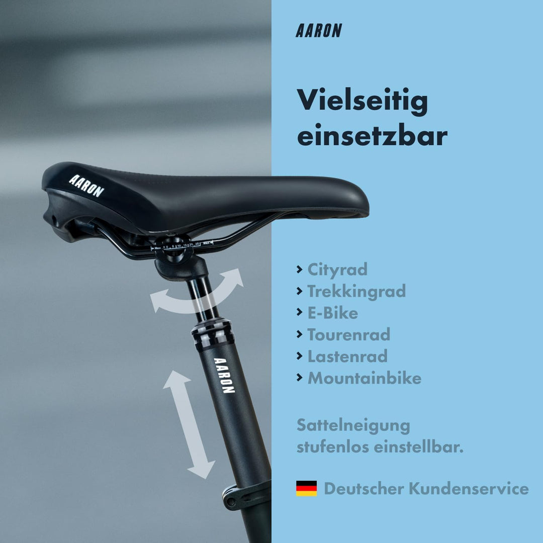 AARON Spring Federsattelstütze mit 27,2, 30,9 oder 31,6 mm Durchmesser - Gefederte Aluminium Sattels