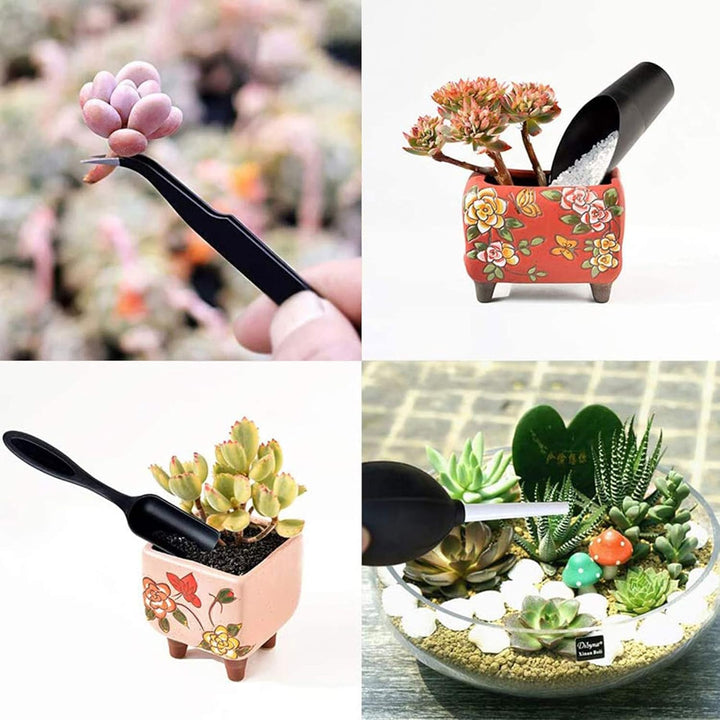 Sukkulenten-Werkzeug-Set, 14-teilig, Mini-Garten-Handwerkzeuge + 1 Pflanzen-Umtopfmatte, Zimmerpflan